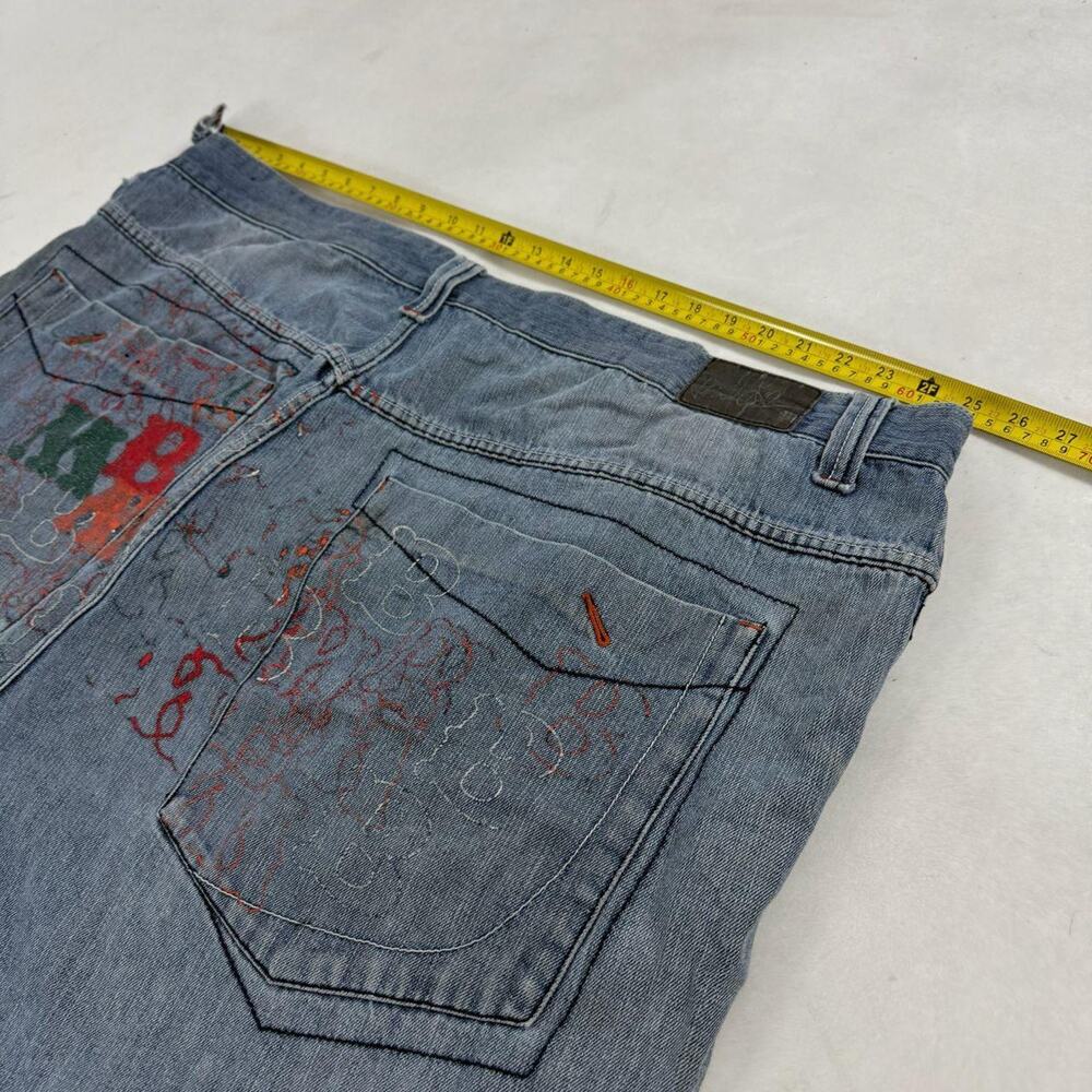 Vintage y2k rare embroidered stonewash grunge baggy wide leg jeans - Picture 5 of 7